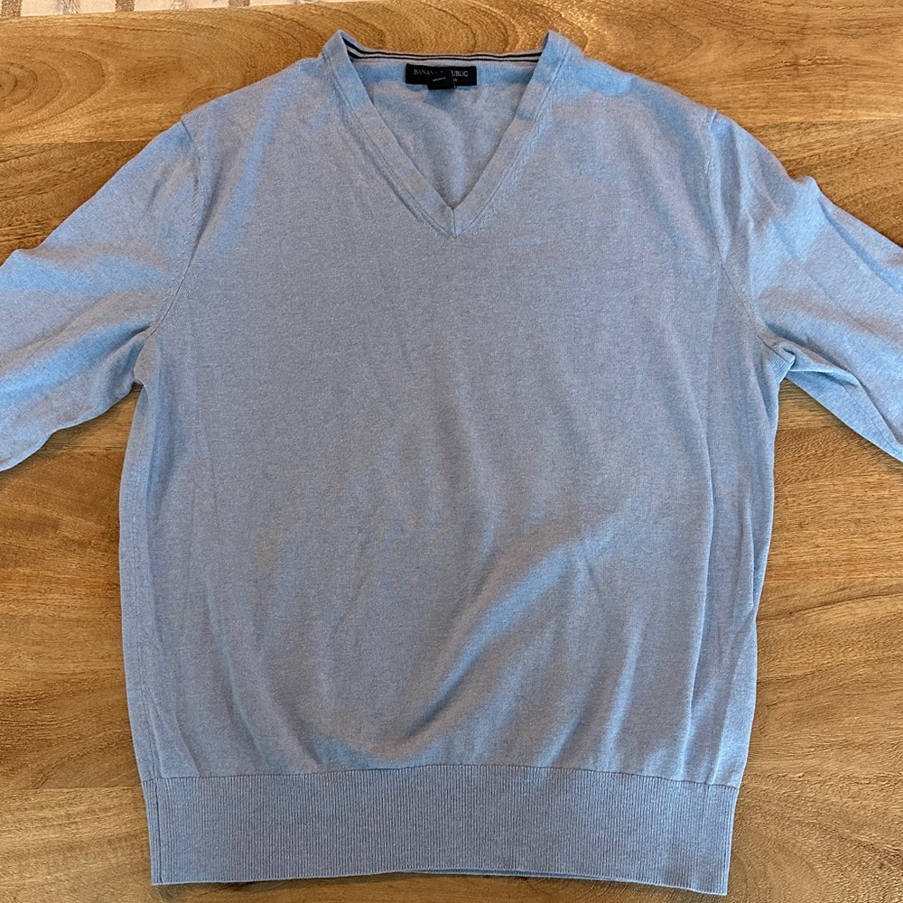 Banana Republic Light Blue V-Neck Sweater